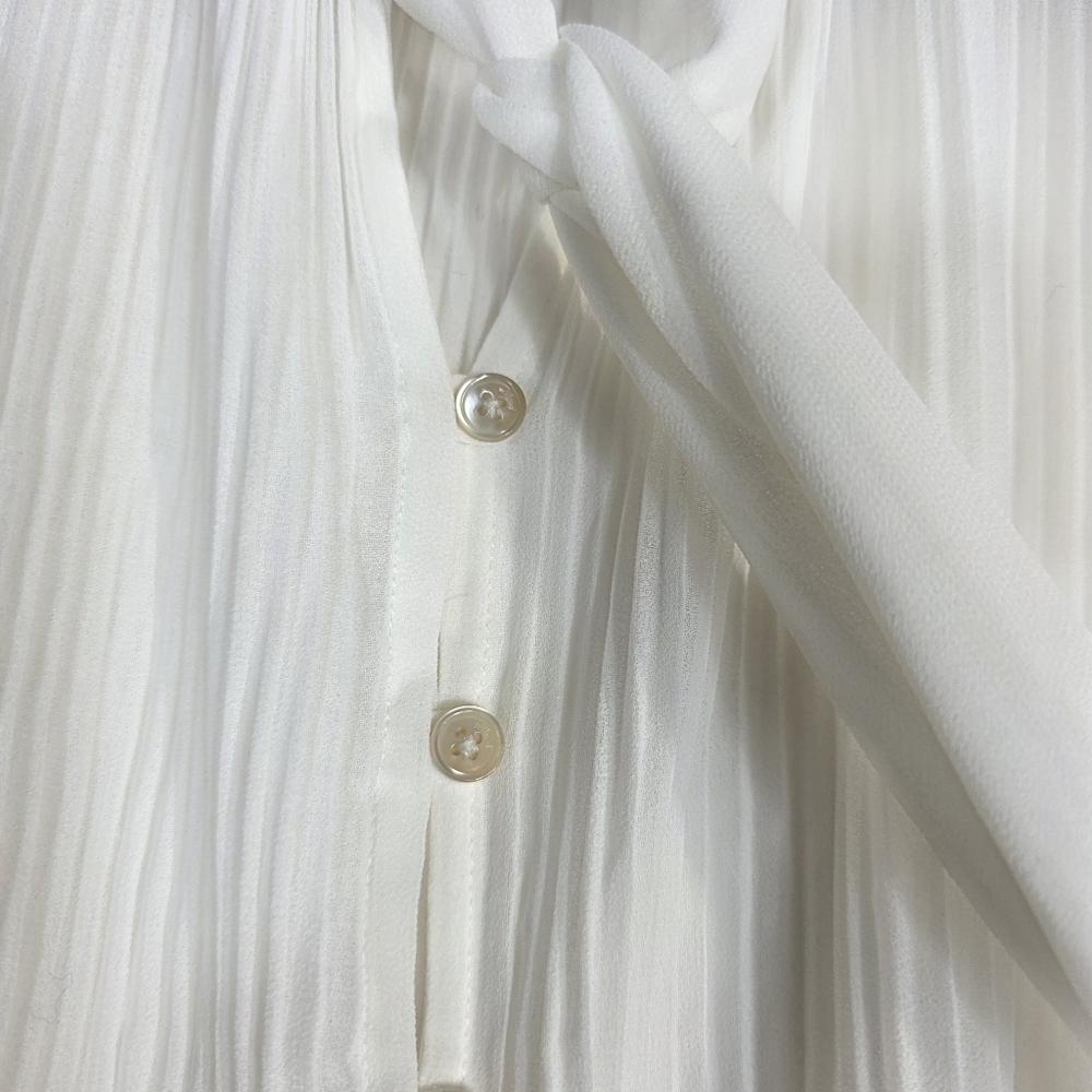 Wilfred White Pleated chiffon button down Blouse with Neck Tie - Picture 11 of 13